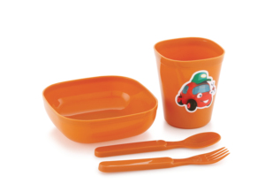 Kids Plastic <b>Dish</b> <b>Set</b> With Bowl Cup Spoon And Fork Cute Cartoon Bear Design Bpa Free Blue - Product Image 2
