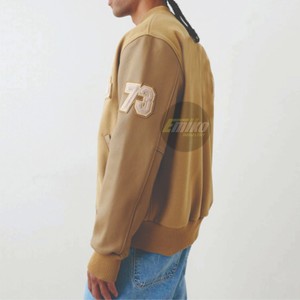 Veste universitaire avec manches en tissu contrastant, boutons-pression, col rayé et look universitaire classique pour homme, idéale pour un usage quotidien en hiver. - Product Image 6