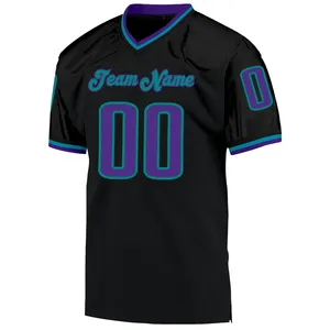 Camiseta de Fútbol Americano Negra Personalizada para Hombre, Cuello en V, Manga Corta, Impresión Sublimada, Nombre del Equipo, Cualquier Número, Malla Transpirable, Corte Regular - Product Image 3