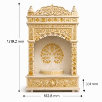 Temple en marbre rectangulaire traditionnel couleur or blanc, sculpté à la main, 4,5 pieds, pour Pooja Mandir, marque OEM, emballage monobloc, pour la maison