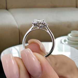 Unique Pave Moissanite 3CT Radiant Cut Diamond Classic Halo <b>Ring</b> Original <b>925</b> <b>Silver</b> Fine Vintage Style Gift For Partner Charms - Product Image 5