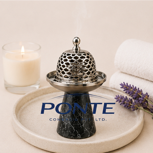 New Modern Marble Base <b>Bakhoor</b> Burner Silver Metal Lid Spring Eco-Friendly Elegant <b>Oud</b> Home Fragrance Spiritual Aromatherapy - Product Image 4