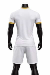 Conjunto de Uniforme de Fútbol Personalizado en Oro Blanco para Hombre, Camiseta y Pantalones Cortos de Fútbol Transpirables de Secado Rápido, OEM ODM - Product Image 2