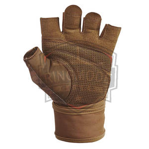 Guantes de Cuero para Levantamiento de Pesas con Protección Transpirable Antideslizante en la Palma y Muñequeras para Uso en el Gimnasio - Product Image 2