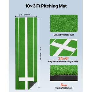 10' X 3' Green Indoor/<b>Outdoor</b> Softball Pitching Practice <b>Mat</b> Antislip & Antifade <b>Rubber</b> Softball Pitching Mound Training Aid - Product Image 2