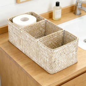 Seagrass <b>basket</b> divided into 3 compartments Handmade <b>Storage</b> <b>Basket</b> Wholesale eco-friendly Made in Vietnam - Product Image 1