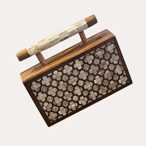 Bolso de mano informal de estilo Vintage para mujer, incrustaciones de resina hechas a mano con perilla de decoración de latón, forro de algodón, diseño Primum - Product Image 4