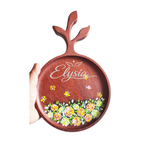 Plateau de service en bois fait main avec poignée, motif floral peint, bois naturel, décoration pour la cuisine, la salle à manger et la maison - Product Image 5