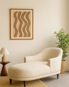 Chaise longue moderne en tissu avec pieds tournés, dossier solide, meubles confortables pour le salon, design mid-century - Product Image 1