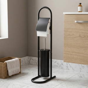 MIT Modern Chrome Plated Toilet Tissue Holder <b>Stand</b> with Brush Quality Household Storage for Bathrooms Manufactured Taiwan Sale! - Product Image 2