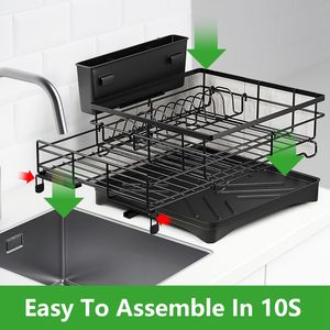 Scolapiatti Retrattile Extra Large con Vassoio Raccogligocce, Antiruggine, Espandibile, Portautensili da Appoggio e per Lavello - Product Image 5