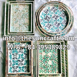 Espléndida Bandeja Decorativa con Incrustaciones de Nácar, Hecha a Mano, Sostenible, para Servir en Fiestas y Almacenamiento - Product Image 3