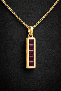 Colgante de Barra Cuadrada de Granate en Plata de Ley 925 Bañada en Oro, Collar Vertical para Mujer, Regalo de Piedra de Nacimiento - Product Image 6