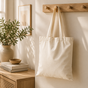 EcoDari Fashion Canvas Tote <b>Bag</b> Bulk Wholesale Reusable Cotton <b>Medium</b> <b>Size</b> Letter Pattern Non Woven Shoulder Handle Shops - Product Image 2