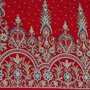Tissu en maille perlée occultant antistatique de luxe de haute qualité, style Dobby, 100 % polyester, fait main avec zircon, idéal pour robes de filles - Product Image 6