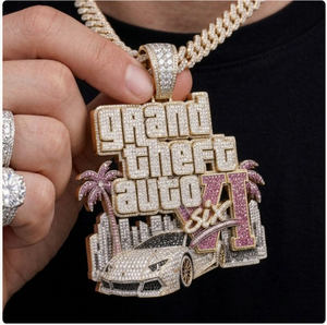 Pendentif Grand Theft Auto VI Iced Out avec diamants Moissanite, bijou de luxe, breloque, vente en gros - Product Image 1