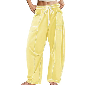 Women Casual Cargo Pants Wide Leg Sweatpants High Waist <b>Drawstring</b> Loose Fit Streetwear Lounge <b>Trousers</b> - Product Image 1