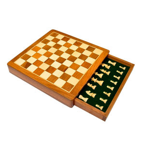 Luxury Solid Wood Chess Set 15" Folding Travel Board <b>Game</b> - Custom Handcrafted Staunton Pieces with Drawer Storage Chessboard - Product Image 2