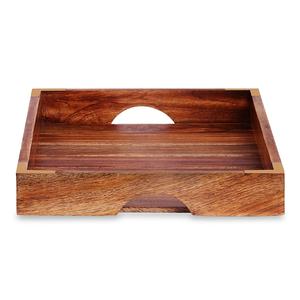 Venta caliente Ecológico Bandeja de servicio de madera de acacia Diseño cuadrado clásico con patrón de tamaño personalizado Material de latón para el hogar Hotel - Product Image 4