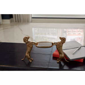 Sculpture de chien dorée de table et plateau – Figurine animale moderne, décoration d'intérieur, art métallique de table, ornement de chambre, plateau de service pour bonbons - Product Image 5