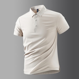 <b>Men's</b> Short Sleeve <b>Polo</b> Shirt Solid Color Knitted Quick Dry Casual Wear Regular Fit <b>White</b> - Product Image 1