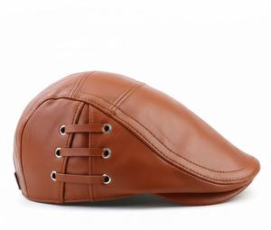 Premium Genuine Cowhide Leather Flat Cap – Vintage Ivy Driving <b>Hat</b> for Men - Product Image 3