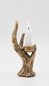 Porte-bougie sculptural en métal doré, design bois de cerf, centre de table rustique pour la maison et la décoration de mariage - Product Image 2