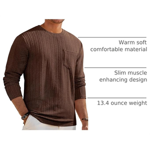 <b>Men's</b> Knitted Long Sleeve Solid Color Pullover Sweater Autumn Casual Full Sleeve Brown - Product Image 5