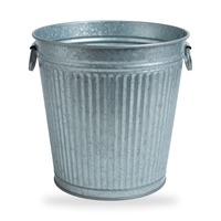 Jardinière en fer galvanisé cannelé avec poignées, grand pot rond en métal pour fleurs, idéal pour la ferme, le jardin et la terrasse
