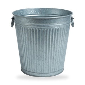 Maceta de hierro galvanizado acanalado con asas, maceta redonda grande de metal para flores, contenedor para plantas de jardín o patio estilo rústico - Product Image 1