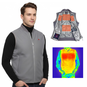 Gilet chauffant USB gris 5V avec doublure thermo-réfléchissante pour le travail en plein air randonnée moto pêche - Product Image 1