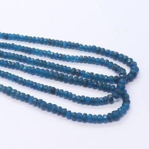 Cuentas facetadas de apatita neón natural, cuentas de piedra preciosa de apatita azul oscuro de 3-4.5 mm, hilo de 16 pulgadas, cuentas sueltas para joyería. - Product Image 2