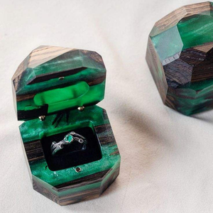 Caja de Anillos de Madera y Resina Hecha a Mano, Única, con Doble Ranura, para Propuesta de Matrimonio, Boda, Venta al Por Mayor - Product Image 6