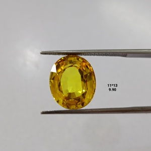 Zafiro amarillo cultivado en laboratorio, piedra preciosa suelta de alta calidad, forma ovalada, claridad brillante, piedra facetada para la fabricación de joyas. - Product Image 1