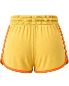 Shorts de sport pour femmes jaunes et orange personnalisés, séchage rapide, respirants, taille élastique, pour la gym, le fitness, les loisirs et les activités sportives - Product Image 2