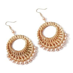 HOT SELLING Rattan Earring Elegant Handmade Wicker Earrings Perfect For Resort Fashion Travel Wear And Daily Casual Style - Product Image 1