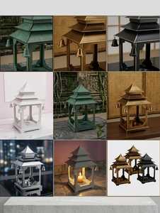 Black <b>Brass</b> Pagoda <b>Lantern</b> With Hanging Bells For Religious Activities Durable Metal Candle Holder - Product Image 6
