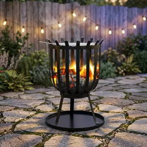 Brasero en métal pour patio et jardin extérieur, foyer rond en acier durable pour feux de camp dans la cour, décoration de jardin - Product Image 3
