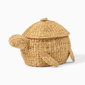 Wonderful Water Hyacinth <b>Turtle</b> Storage Basket Woven Animal Basket Decorative <b>Toys</b> Organizer Perfect For Kids Room Decor - Product Image 1