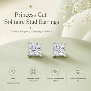 Boucles d'oreilles clous solitaires en diamant de laboratoire taille princesse impériale à quatre griffes, en or 18 carats, bijoux fins de luxe, vente en gros - Product Image 5