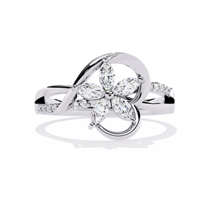 Anillo de Compromiso de Diamantes con Corte Marquesa para Mujer, Platino, con Diamantes Naturales Certificados por GIA, Estilo Romántico - Product Image 1