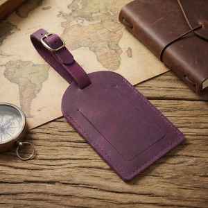Étiquette de bagage en cuir véritable personnalisable avec logo, idéale pour les voyages et l'aéroport, ajustable - Product Image 2