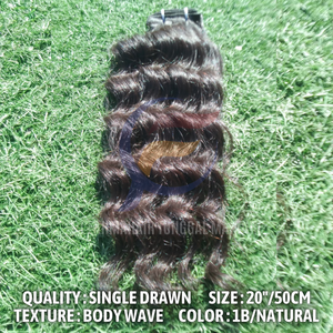 Bundles de cheveux Remy humains 100% indonésiens Vague de corps naturelle Super Double extrémités dessinées Extensions de trame douces et brillantes Couleur de cheveux naturelle - Product Image 2