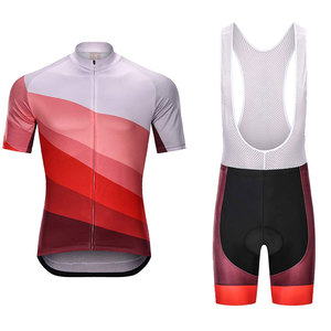 Ensemble maillot et short de cyclisme pour homme, design dégradé rouge et blanc, dos en maille respirante pour adultes - Product Image 1