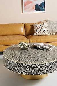 Table basse ronde en os incrusté de qualité supérieure, faite à la main, moderne, écologique, meubles de luxe pour salon - Product Image 2