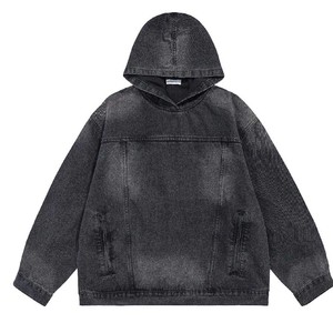 <b>Mens</b> <b>Denim</b> Hoodies Premium Cotton Blend <b>Hooded</b> <b>Denim</b> Shirt <b>Jacket</b> Urban Street Fashion Manufacturer OEM Export - Product Image 1