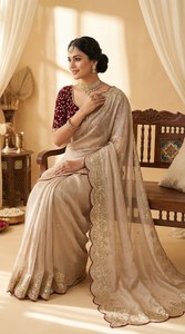 Sari Imperial C-Pallu Sequence, Sari de Chifón Bordado, Sari de Chifón Shimmer Bloom Fandy, Sari Royal Sparkle Fandy - Product Image 2