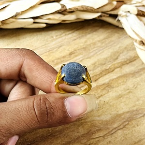 Market Favorite Minimalist <b>Lapis</b> <b>Ring</b> Boho Brass Band Women 18k Gold Plated Chic Solitaire Elegant Statement Wholesale/OEM/ODM - Product Image 4