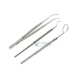 Kit d'instruments manuels d'inspection buccale dentaire comprenant des forceps à pansements en coton et une sonde, 23 instruments de forceps à pansements - Product Image 2