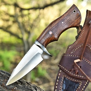 Couteau de camping Skinner à pointe droite en acier inoxydable fait main sur mesure, manche en bois, étui en cuir, OEM/ODM/OBM disponible, DIY - Product Image 1